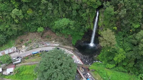 Waterfall Beside the Road Stock Footage 258731624