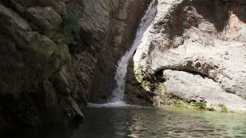 Waterfall between mountains in Old Bar Montenegro Stock Footage 196126370