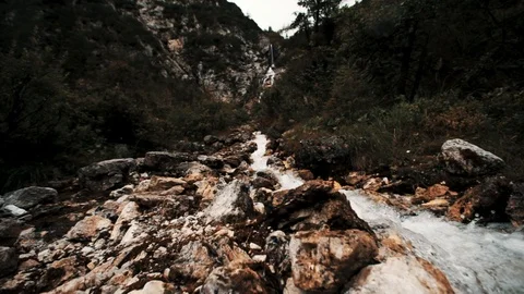 WATERFALL BETWEEN THE WOOD Stock Footage 92016717