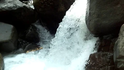 Waterfall on the big river between big stones Stock Footage 124035877