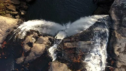 Waterfall from birds eye view drone Video stock 165995246
