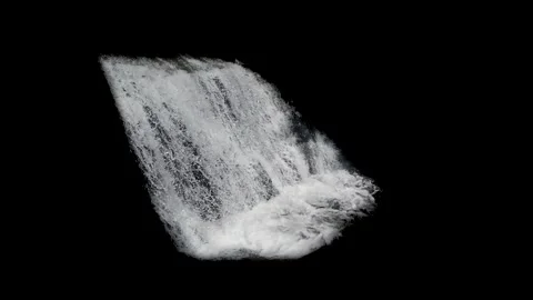 Waterfall on a black background, flowing water, close-up, slow motion Stock Footage 134298283