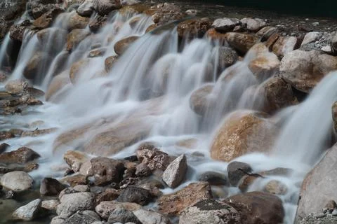 A waterfall blurred with long exposure Foto stock