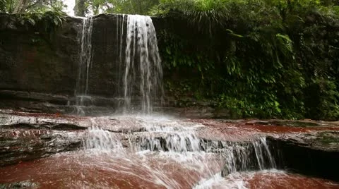 Waterfall in Borneo ranforest river Stock Footage 12172567