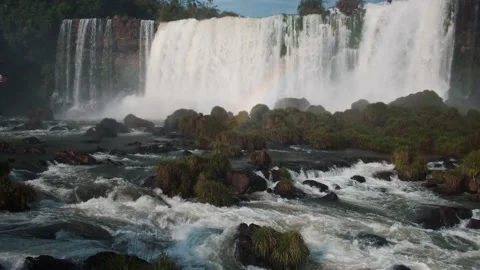 Waterfall in brazil	with rainbow Stock Footage 138069108