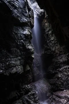 A waterfall in Breitachklamm gorge in the Allgau Alps, Bavaria, Germany. Stock Photos