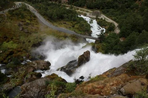 Waterfall briksdalsbreen Norway Stock Photos