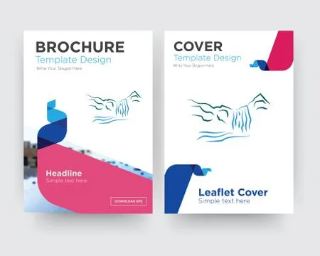 Waterfall brochure flyer design template 無料イラスト素材