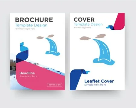 Waterfall brochure flyer design template 無料イラスト素材