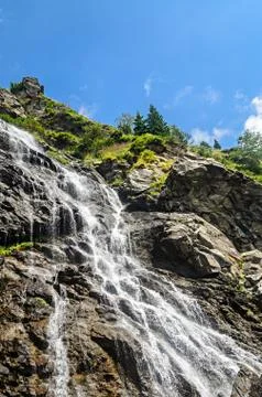 The waterfall called Balea on the Transfagarasan road from Fagaras mountains Stock Photos