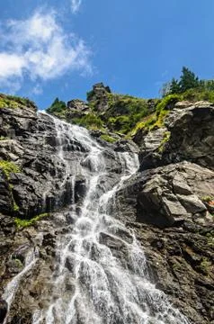 The waterfall called Balea on the Transfagarasan road from Fagaras mountains Stock Photos