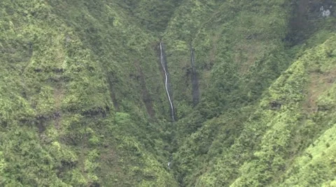 Waterfall In Canyon Aerial Video stock 5295379