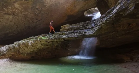 Waterfall in Canyon. Stock Footage 94877039