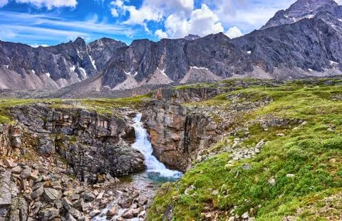 Waterfall in the canyon Stock Photos