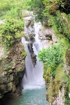 Waterfall in the canyon Stock Photos