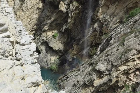 Waterfall in the canyon Stock Photos