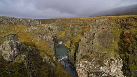 Waterfall on canyon wall Stock Footage 73265229