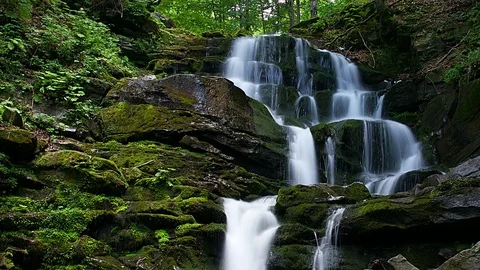 Waterfall in the Carpathians Stock Footage 73602944