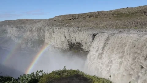 This waterfall carves through ancient basalt canyons Stock Footage 340267192