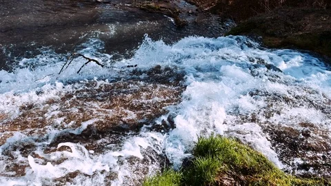 Waterfall cascade closeup landscape view of water stream on the river. Stock Footage 117148195