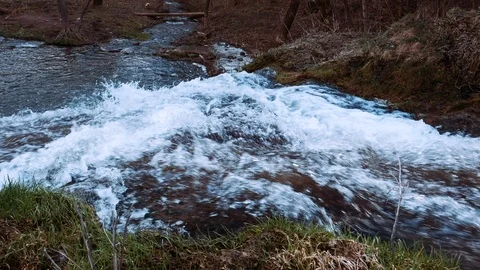 Waterfall cascade closeup landscape view of water stream on the river. Video stock 117148656