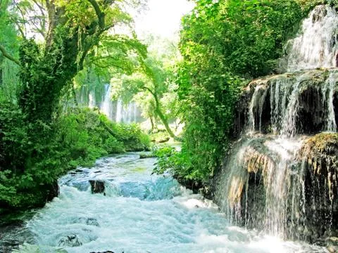 Waterfall cascade duden turkey Stock Photos