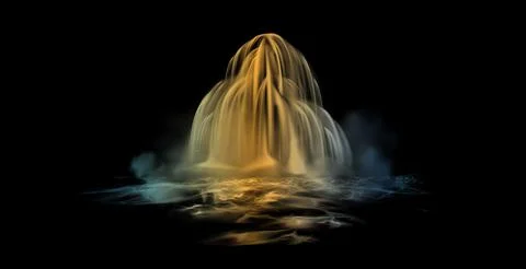 Waterfall cascade isolated on black background. Realistic natural waterfall with Stock Illustration
