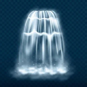 Waterfall cascade isolated on transparent background. Realistic waterfall wit Stock Illustration