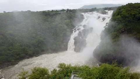 Waterfall, cascade, Malalli fall, rainforest, monsoon, Karnataka, India. Stock Footage 313850570