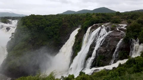 Waterfall, cascade, Malalli fall, rainforest, monsoon, Karnataka, India. Stock Footage 313850576