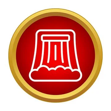 Waterfall cascade outline design on red icon Stock Illustration
