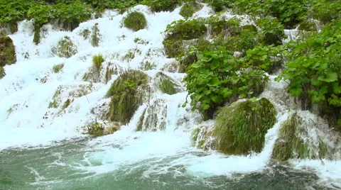 Waterfall cascade - slow motion emphasises power Stock Footage 40260593
