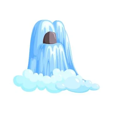 Waterfall cascade in splashing down with foam. Cascade of water isolated in Stock Illustration