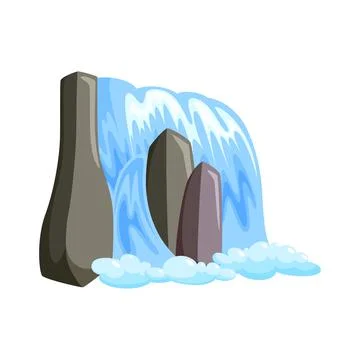 Waterfall cascade in splashing down with foam. Fantasy cascade of blue water Stock Illustration