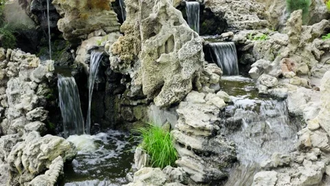 Waterfall cascade on stone rocks Stock Footage 222441042