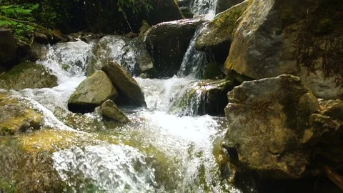 Waterfall cascades in mountains.Slow motion 스톡 동영상 76795359