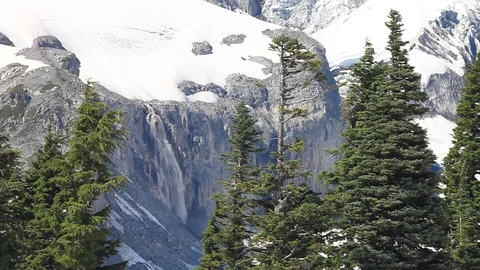 Waterfall cascading from a glacier Stock Footage 98678786