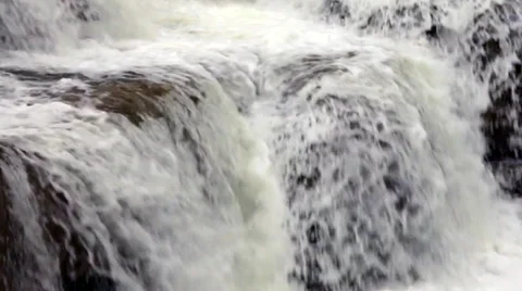 Waterfall Cascading Over Ledge, Lush Forest Waterfalls Stock Footage 50264961