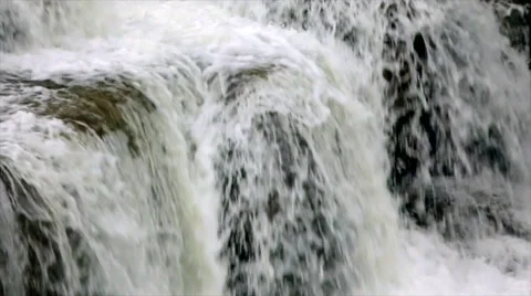 Waterfall Cascading Over Ledge, Lush Forest Waterfalls Stock Footage 50306926