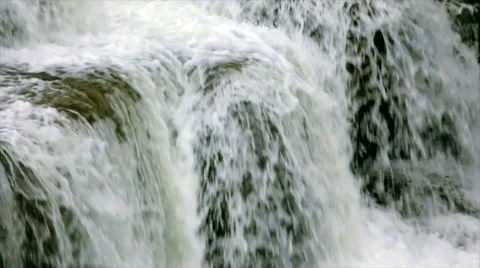 Waterfall Cascading Over Ledge, Lush Forest Waterfalls Stock Footage 50306971