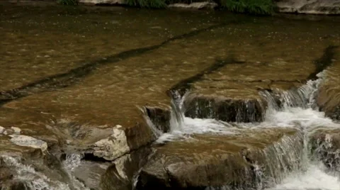 Waterfall Cascading Over Ledge, Lush Forest Waterfalls Stock Footage 50415248
