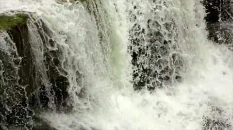 Waterfall Cascading Over Ledge, Lush Forest Waterfalls Stock Footage 50415417