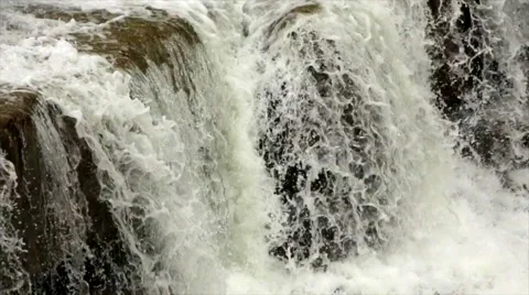 Waterfall Cascading Over Ledge, Lush Forest Waterfalls Stock Footage 50415513