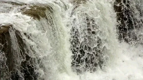 Waterfall Cascading Over Ledge, Lush Forest Waterfalls Stock Footage 50415518