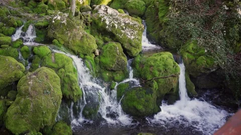 Waterfall Cascading Over Mossy Rocks Clean Mountain Stream Serbia Nat Stock Footage 323102674