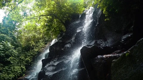 Waterfall Cascading Over Rocks In Forest Bali Indonesia Stock Footage 104536713