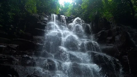 Waterfall Cascading Over Rocks In Forest Bali Indonesia Stock Footage 104536754