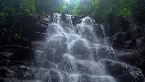 Waterfall Cascading Over Rocks In Forest Bali Indonesia 4k Stock Footage 104538141