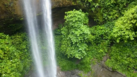 Waterfall Cascading Through Dense Greenery Stock Footage 330278399