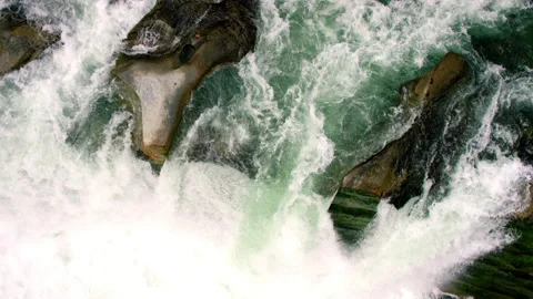 Waterfall with cascading water in slow motion Stock Footage 155607464